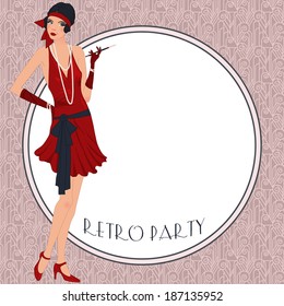 Retro Background Flapper Girl Retro Party Stock Vector (Royalty Free ...