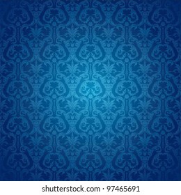 Retro Background Floral Blue Pattern
