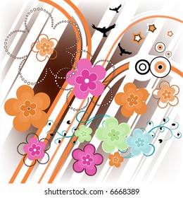 retro background with flowers