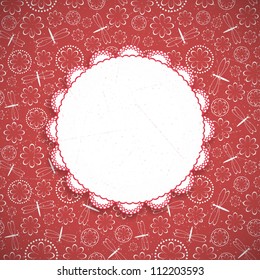 Retro background with flowers and dragonflies. Vector illustration