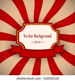 Retro background with frame and ribbon. Vector illustration