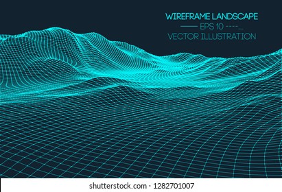 Retro background futuristic landscape 1980s style. Digital retro landscape cyber surface. 80s party background . Retro 80s fashion Sci-Fi Background Landscape. Vector EPS 10