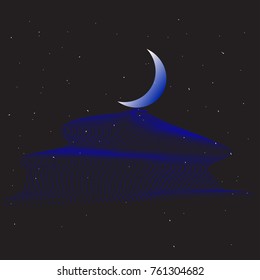 Retro background futuristic landscape 1980s 80s party background. Retro 80s sun and blue background. Vector illustration. EPS 10
