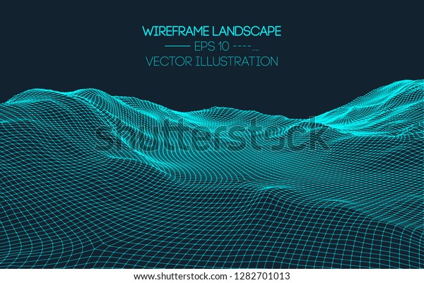 Retro Background Futuristic Landscape 1980s Style Stock Vector (Royalty ...