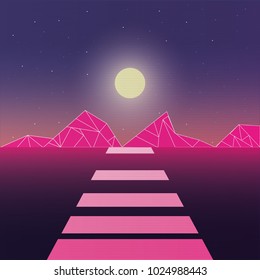 Retro background futuristic landscape design