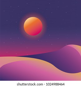 Retro background futuristic landscape design