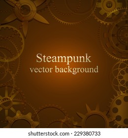 retro background with gears in brown tones. Steampunk. vector illustration