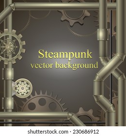 retro background with gears Steampunk. vector illustration