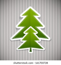 Retro Background with Green Paper Trees