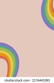 Retro background with groovy rainbow in doodle style. Isolated vector template for cover, banner or posters in 1970s style.