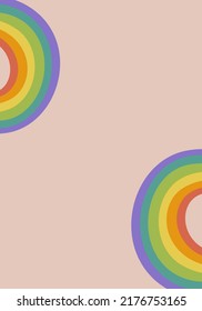 Retro background with groovy rainbow in doodle style. Isolated vector template for cover, banner or posters in 1970s style.