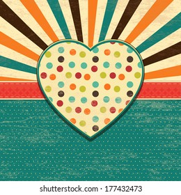 Retro Background with Grunge Texture, Heart Shape