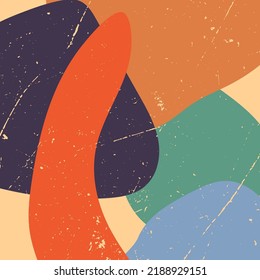 Retro background. Background with a grunge texture. Vector illustration. Vintage color palette of blue orange red beige and brown.