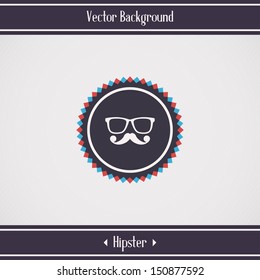 Retro background with hipster glasses and mustache. Vector illustration