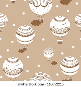 Retro background with hot air balloons. Vector illustration of colorful hot air balloons