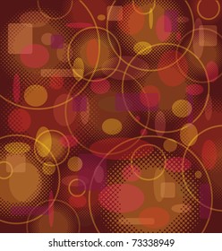 Retro Background Illustrat3 Pattern with Circles in Brown Orange Colors