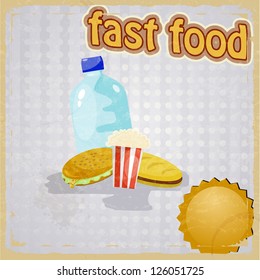 Retro background with the image of fast food.