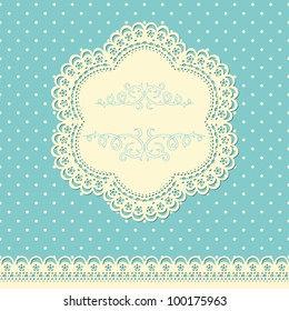 Retro background with lace and doted wallpaper