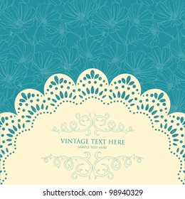 Retro background with lace and floral wallpaper