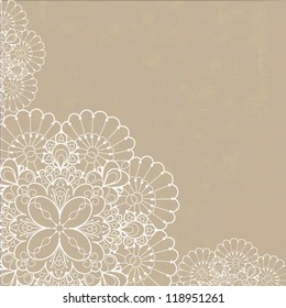 Retro background with lace ornament and space for your text. Template frame design for card.