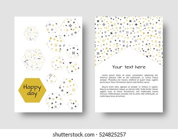 Retro background leaflet template. Geometric pattern. Set for cover, flyers, promotional offers, banners, brochures. Vector abstract design. 