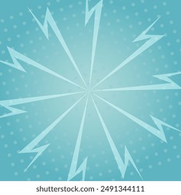 Retro background with lightning and dots. Pop art style. Gradient. Blue. Place for text.
