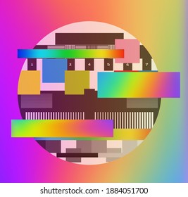 Retro background like in old video tape rewind or no signal TV screen. Vaporwave and retrowave style vector illustration. - Shutterstock ID 1884051700