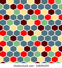 The retro background made out of hexagons in various colors / The retro hexagon background / Hexagons
