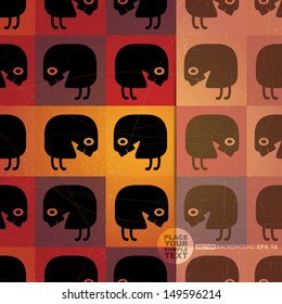Retro background with monsters and place for text. Seamless pattern. vector