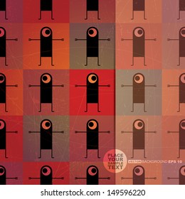 Retro background with monsters and place for text. Seamless pattern. vector