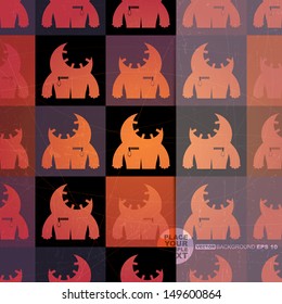 Retro background with monsters and place for text. Seamless pattern. vector