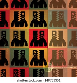 Retro background with monsters and place for text. Seamless pattern. vector
