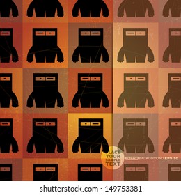 Retro background with monsters and place for text. Seamless pattern. vector