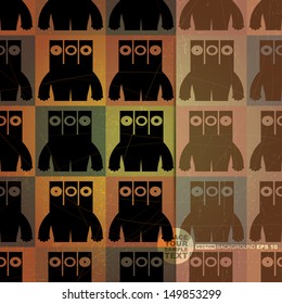 Retro background with monsters and place for text. Seamless pattern. vector