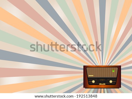 retro background with old radio and place for text