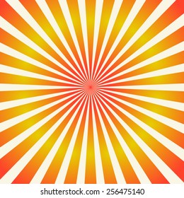 Retro background of orange-red rays.