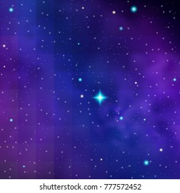 Retro Background with Outer Space, Star Field and Violet Clouds