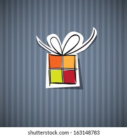 Retro Background, Paper Gift Box on Cardboard