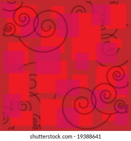 Retro background pattern with swirls and squares