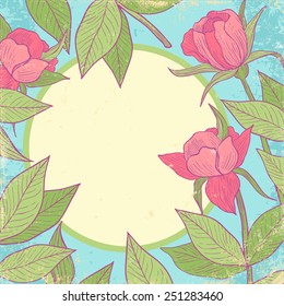 Retro background with pink flowers