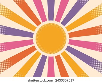 Retro background pop art style vector, groovy vintage 