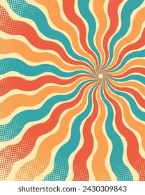 Retro background pop art style vector, groovy vintage