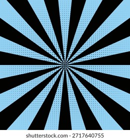 Fondo retro con diseño de semitono radial en tonos negros y azules pálidos