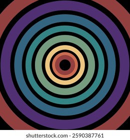 Retro background in rainbow circles. Vector illustration for poster, print, sticker