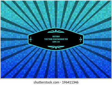 retro background with rays and frame for your text