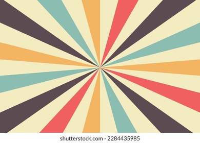 Retro background with rays or lines in the enter. Sunburst or sun burst retro background. Retro color. Vector illustration
