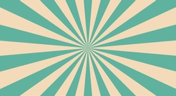 Retro Background With Rays Or Stripes In The Center. Sunburst Or Sun Burst Retro Background. Turquoise Colors. Vector Illustration