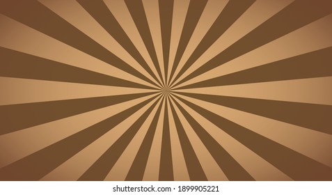 Retro background with rays or stripes in the center. Sunburst or sun burst retro background. Brown colors. Vector illustration