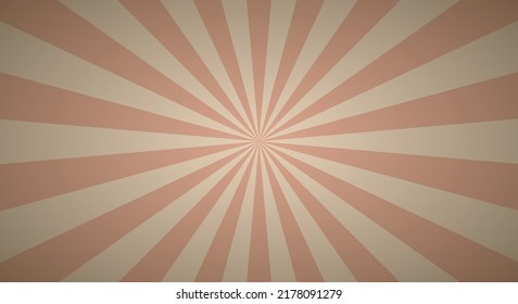 Retro background with rays or stripes in the center. Sunburst or sun burst retro background. Star burst abstract backdrop. Brown color. Vector illustration