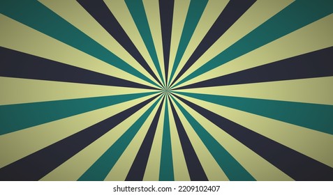Retro background with rays or stripes in the center. Sunburst or sun burst retro background. Star burst abstract backdrop. Blue color. Vector illustration